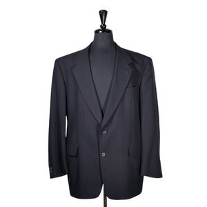 Hart Schaffner Marx Mens Blazer Blue Wool 2 Button Lined Jacket Sport Coat 44R